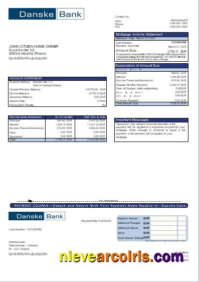 Finland Danske Bank Mortgage Statement Scr Photolook