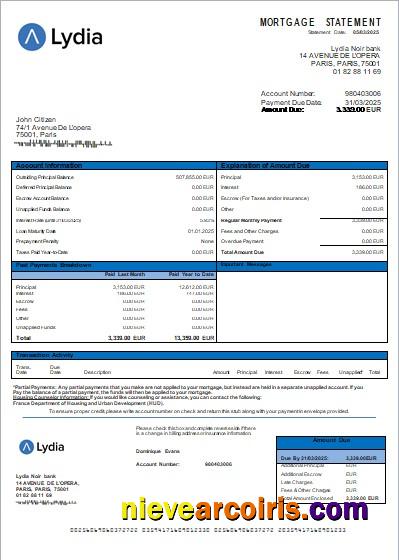 France Lydia Noir Bank Mortgage Statement Scr Photolook