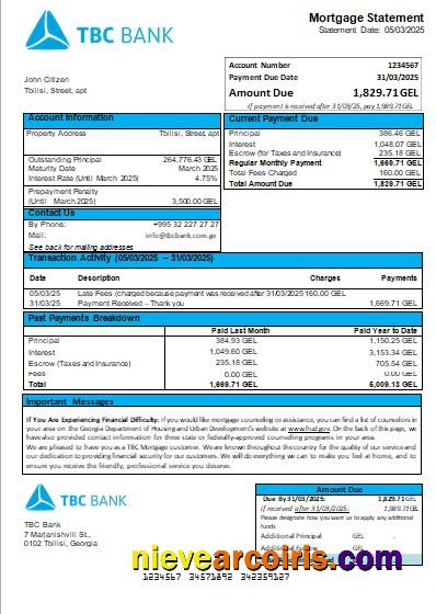 Georgia TBC Bank Mortgage Statement Scr Photolook