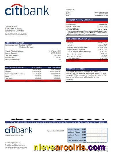 Germany Citibank Bank Mortgage Statement Scr Photolook