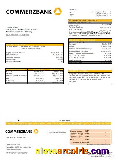 Germany Commerzbank Bank Mortgage Statement Scr Photolook