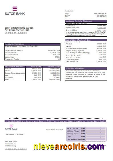 Germany Sutor Bank Mortgage Statement Scr Photolook