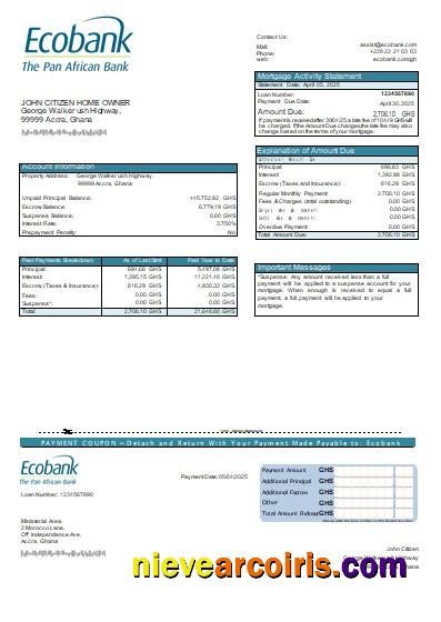 Ghana Ecobank Bank Mortgage Statement Scr Sample