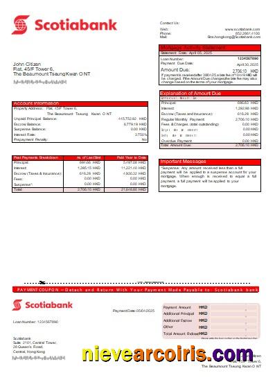 Hong Kong Scotiabank Bank Mortgage Statement Scr Preview