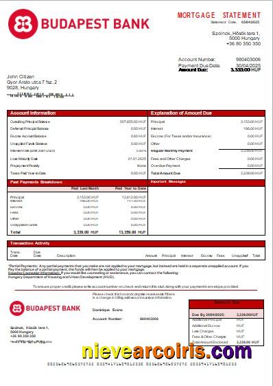 Hungary Budapest Bank – Szolnoki Fiók Bank Mortgage Statement Scr Photolook