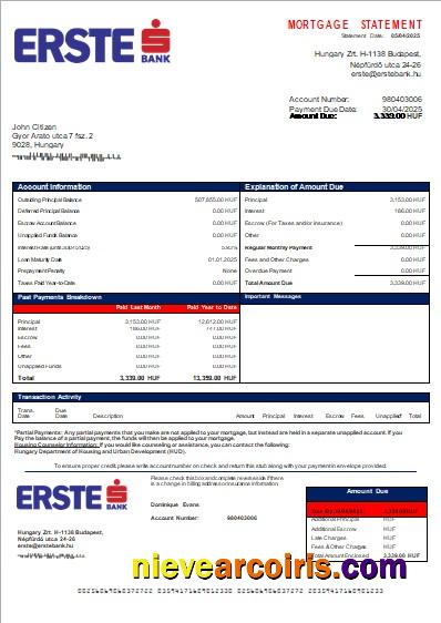 Hungary Erste Bank Mortgage Statement Scr Preview