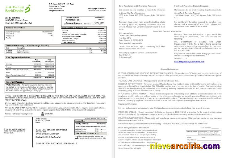 Omani Bank Dhofar Mortgage Statement In Word And PDF Formats Photolook