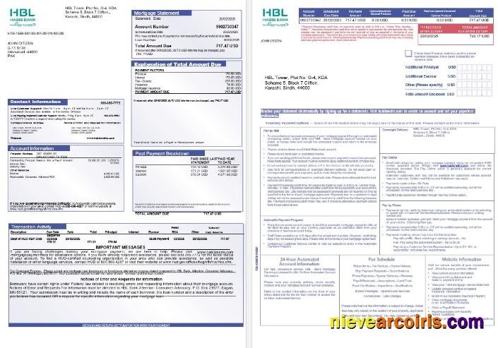 Pakistan Habib Mortgage Statement In Word And PDF Formats, 3 Pages 1 2 Preview
