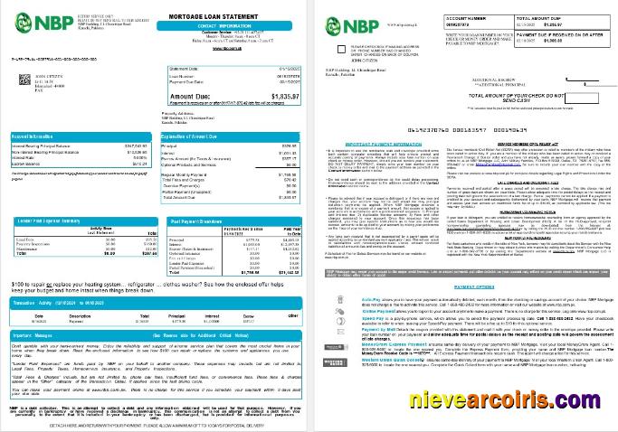 Pakistan NBP Mortgage Loan Statement In Word And PDF Formats , 8 Pages 1 2 Template
