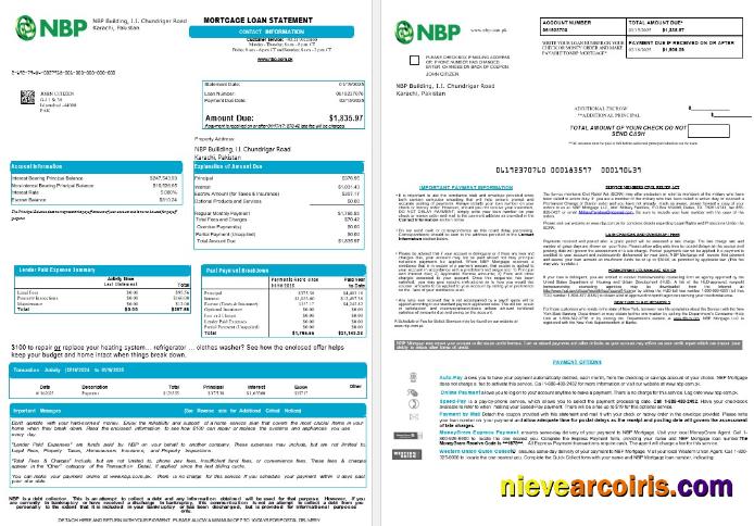 Pakistan NBP Mortgage Loan Statement In Word And PDF Formats , 8 1 2 Sample