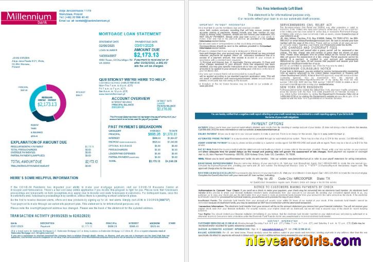 Poland Millennium Bank Mortgage Statement In Word And PDF Formats 1 2 Template