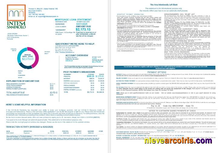 Romania Intesa Sanpaolo Bank Mortgage Statement In Word And PDF Formats 1 2 Preview