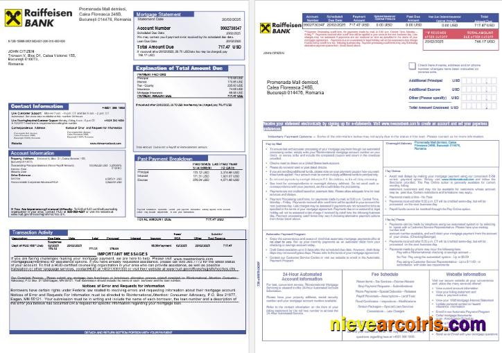 Romania Raiffeisen Bank Mortgage Statement In Word And PDF Formats 1 2 Template