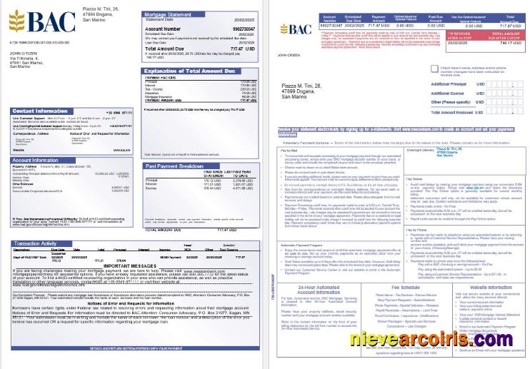 San Marino Banca Agricole Commerciale Mortgage Statement In Word And PDF Formats 1 2 Preview