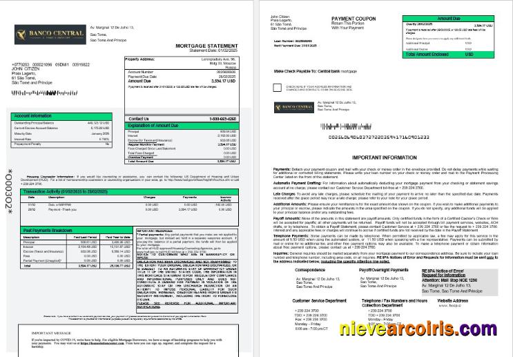 Sao Tome And Principe Banco Central De S.Tome E Principe Mortgage Statement In Word 1 2 Preview