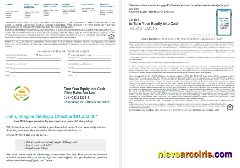 Somalia Dara Salaam Bank Mortgage Statement In Word And PDF Formats 3 4 Template
