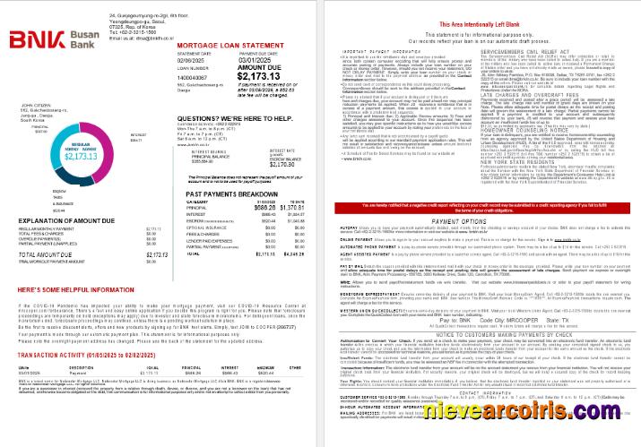 South Korea BNK Bank Mortgage Statement In Word And PDF Formats 1 2 Preview