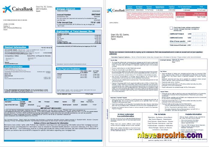 Spain Caixa Bank Mortgage Statement In Word And PDF Formats 1 2 Template