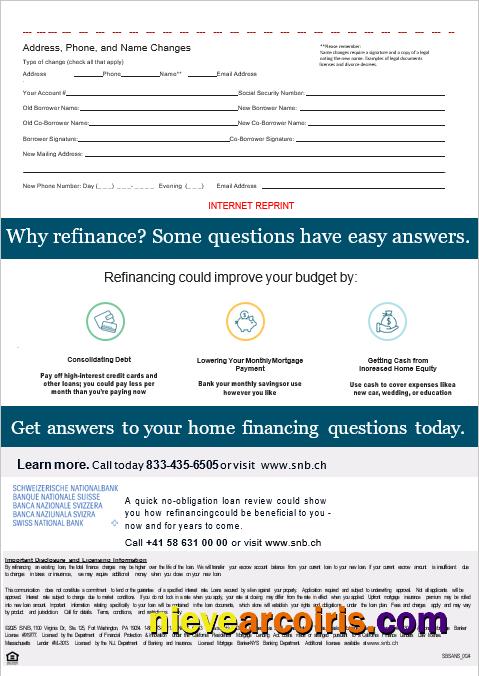 Switzerland Swiss National Bank SNB Mortgage Statement In Word And PDF Formats, 3 Pages 3 Photolook
