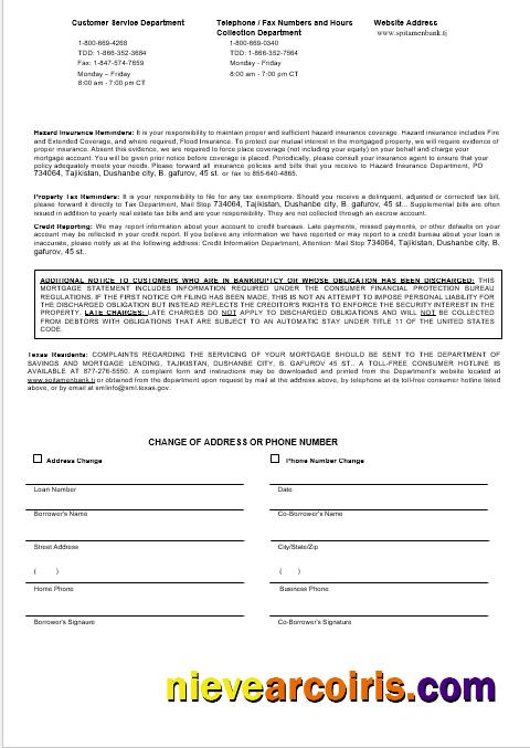 Tajikistan Spitamen Bank Mortgage Statement In Word And PDF Formats 3 Template
