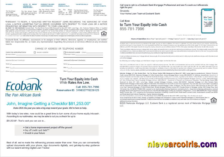 Togo Ecobank Bank Mortgage Loan Statement In Word And PDF Formats , 4 Pages 3 4 Template