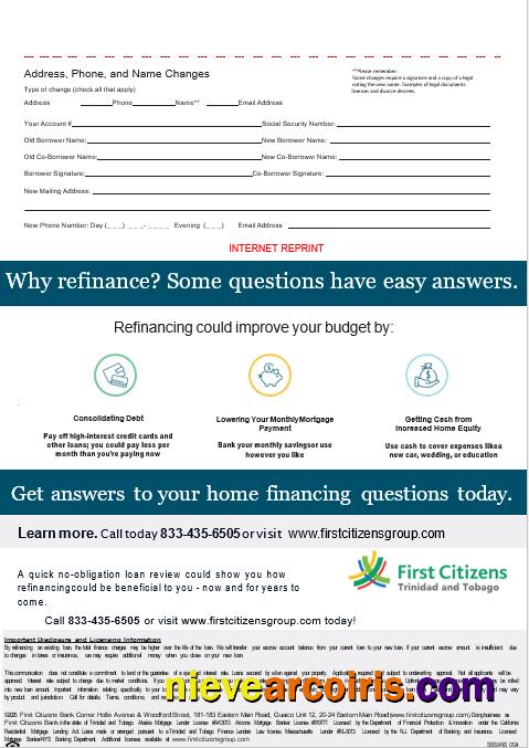 Trinidad And Tobago First Citizens Bank Mortgage Statement In Word And PDF Formats, 3 Pages 3 Preview