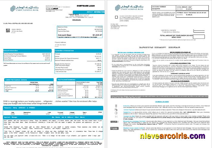 UAE Abu Dhabi Union National Bank Mortgage Loan Statement In Word And PDF Formats , 8 Pages 1 2 Preview
