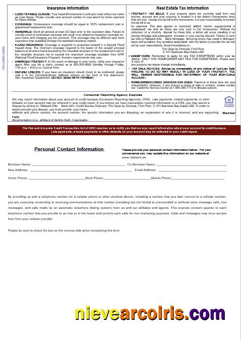 UAE Rakbank Elite Bank Mortgage Statement In Word And PDF Formats, 3 Pages 3 Template