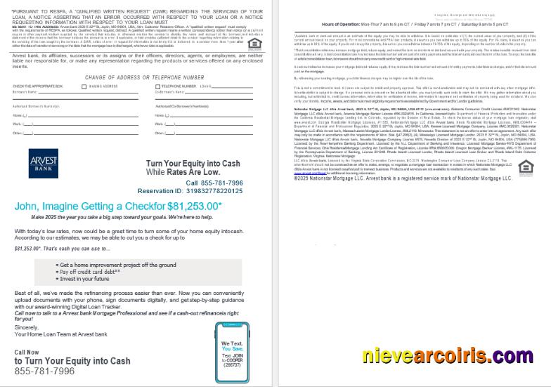 USA Arvest Bank Mortgage Loan Statement In Word And PDF Formats , 4 Pages 3 4 Photolook