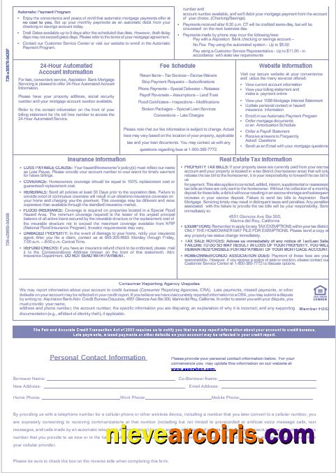 USA Aspiration Bank Mortgage Statement In Word And PDF Formats, 3 Pages 3 Photolook