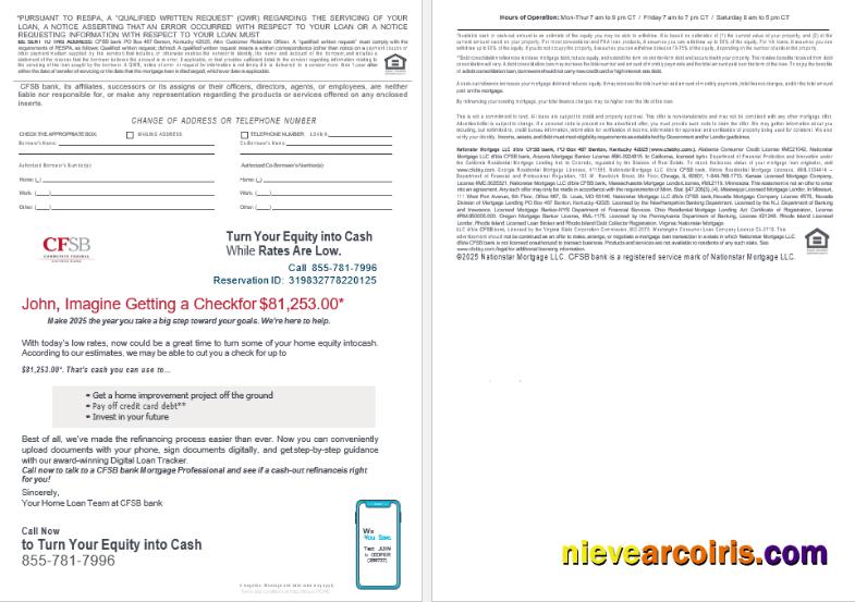 USA CFSB Bank Mortgage Loan Statement In Word And PDF Formats , 4 Pages 3 4 Photolook