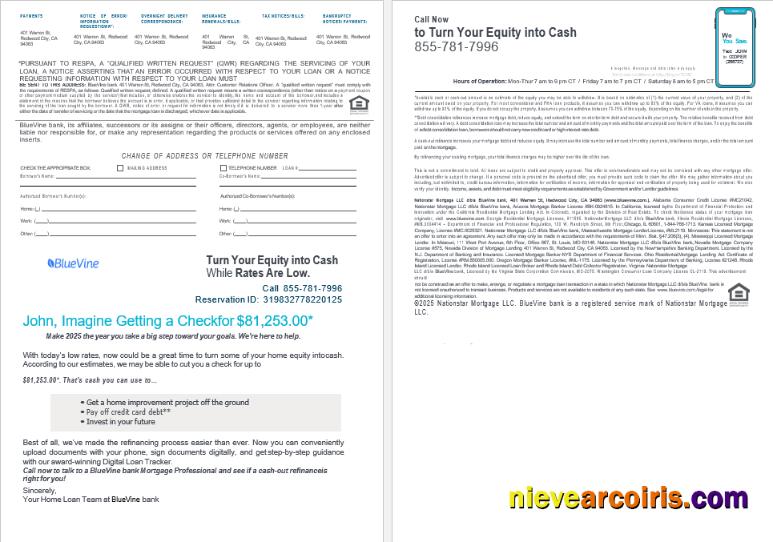 USA California BlueVine Bank Mortgage Loan Statement In Word And PDF Formats , 4 Pages 3 4 Photolook
