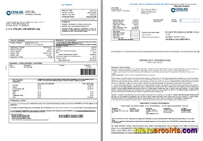 USA Central Loan Administration Loan Statement, 3 Pages 1 2 Scr Template