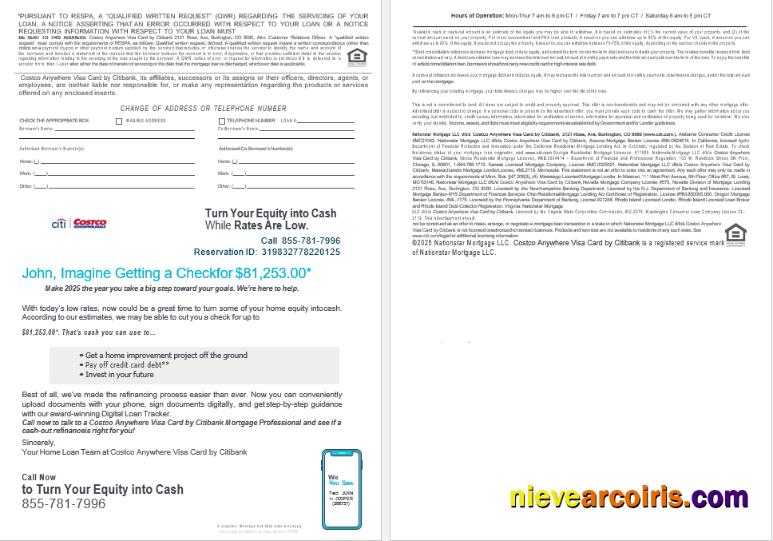 USA Costco Anywhere Visa Card By Citi Bank Mortgage Loan Statement In Word And PDF Formats , 4 Pages 3 4 Sample