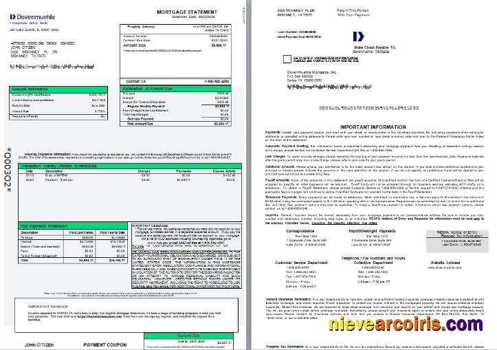 USA Dovenmuehle Mortgage Statement, 3 Pages 1 2 Scr Preview