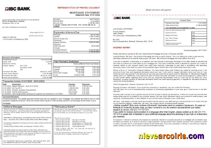 USA IBC Bank Mortgage Statement In Word And PDF Formats, 3 Pages 1 2 Preview