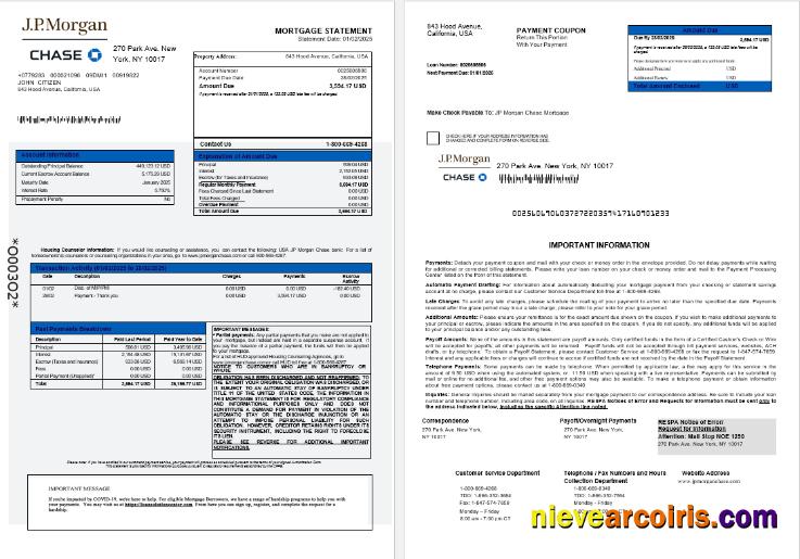 USA JP Morgan Chase Bank Mortgage Statement In Word And PDF Formats 1 2 Template