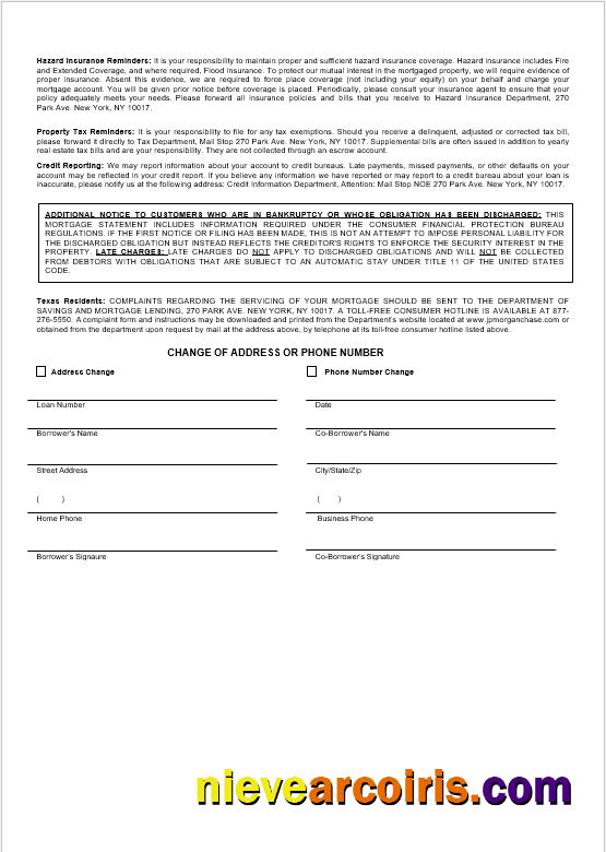 USA JP Morgan Chase Bank Mortgage Statement In Word And PDF Formats 3 Template