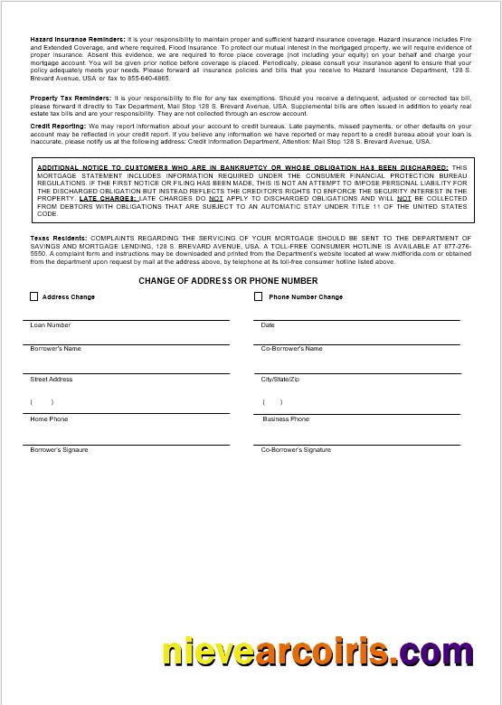 USA MidFlorida Credit Union Bank Mortgage Statement In Word And PDF Formats Photolook