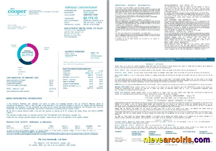 USA Mr. Cooper Changing The Face Of Home Loans Mortgage Loan Statement, 4 Pages 1 2 Scr Photolook