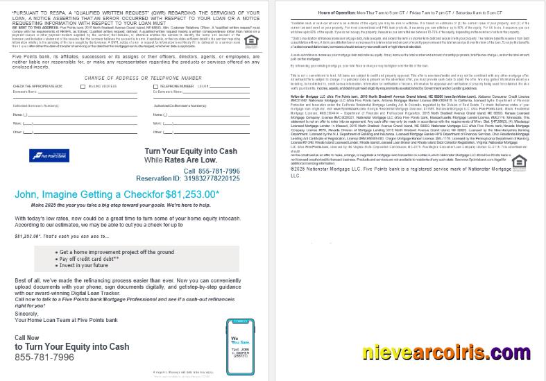 USA Nebraska Five Points Bank Mortgage Loan Statement In Word And PDF Formats , 4 Pages 3 4 Preview