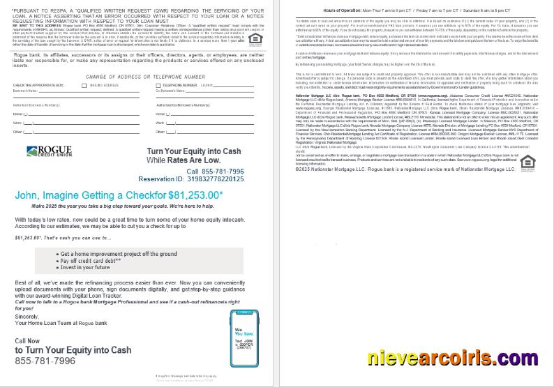 USA Oregon Rogue Bank Mortgage Loan Statement In Word And PDF Formats , 4 Pages 3 4 Sample