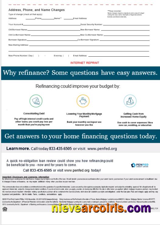 USA Pentagon Federal Credit Union Mortgage Statement In Word And PDF Formats, 3 Pages 3 Photolook