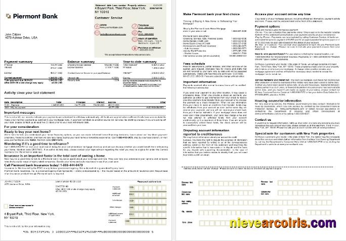 USA Piermont Bank Mortgage Statement In Word And PDF Formats, 2 Pages Preview