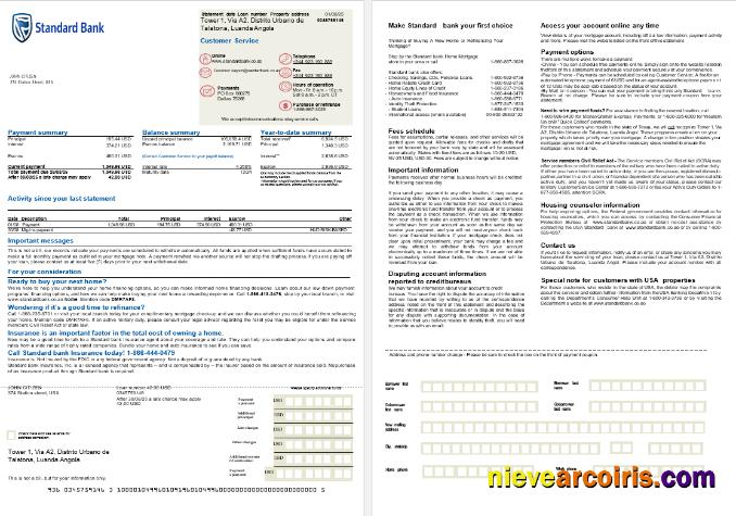 USA Standard Bank Mortgage Statement In Word And PDF Formats, 2 Pages Photolook