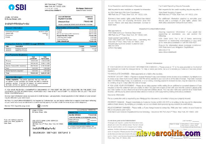 USA State Bank Of Indian Bank Mortgage Statement In Word And PDF Formats Photolook