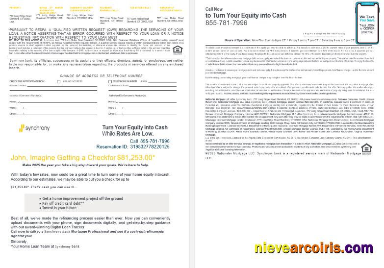 USA Synchrony Bank Mortgage Loan Statement In Word And PDF Formats , 4 Pages 3 4 Sample