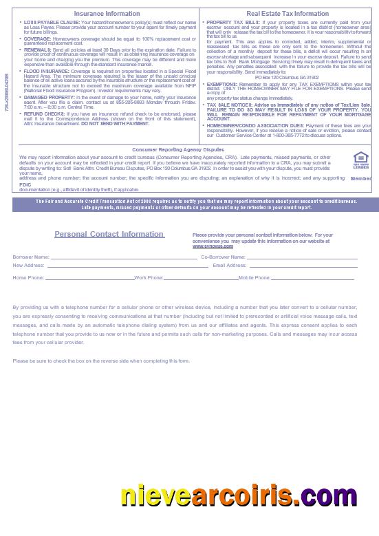 USA Synovus Bank Mortgage Statement In Word And PDF Formats, 3 Pages 3 Sample