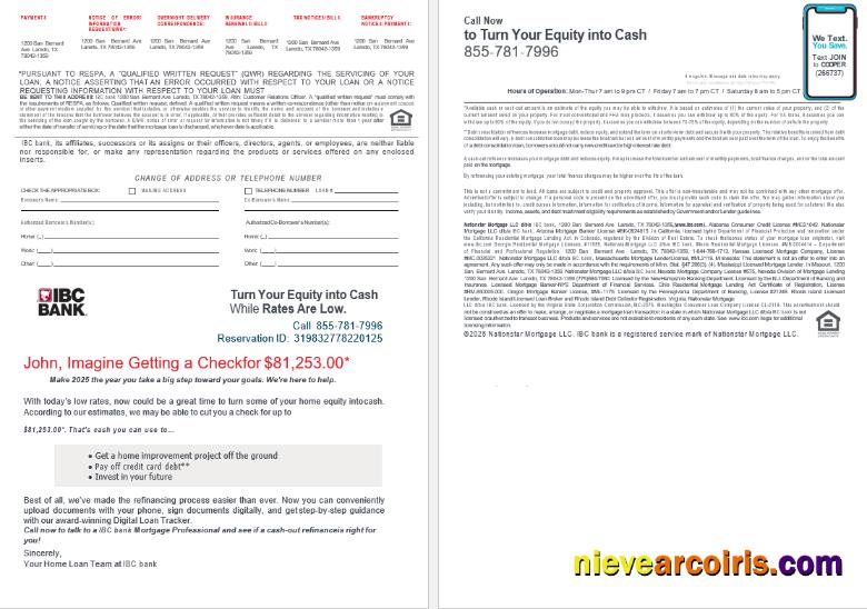 USA Texas IBC Bank Mortgage Loan Statement In Word And PDF Formats , 4 Pages 3 4 Sample
