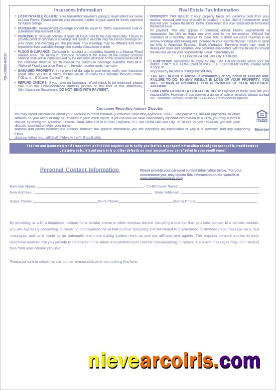 USA The American Express Bank Mortgage Statement In Word And PDF Formats, 3 Pages 3 Preview